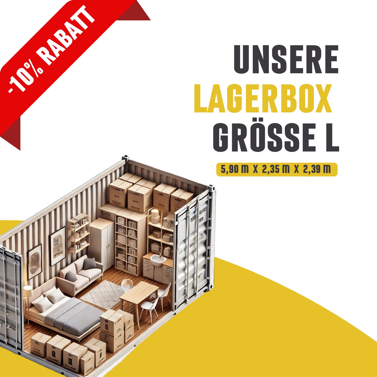 Lagerbox Größe L – 12 Monate – Viel Stauraum für größere Haushalte und umfangreiche Lagerbedürfnisse