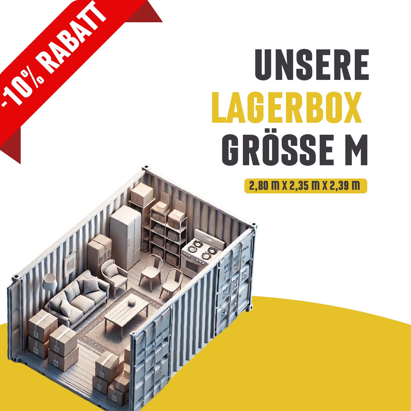 Lagerbox Größe M – 12 Monate – Ihr idealer Stauraum für mittlere Haushalte und Bürobedarf