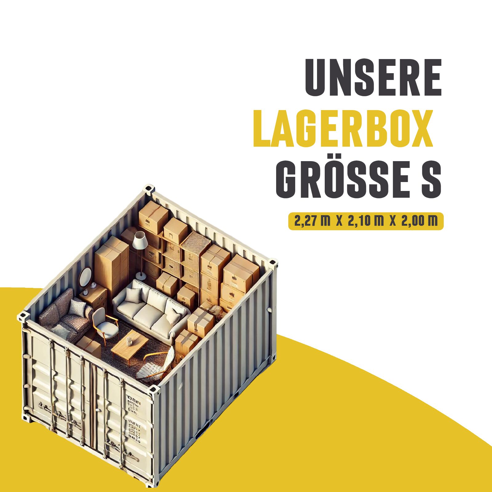 Lagerbox Größe S – 1 Monat – Perfekt für kleine Wohnungen und Studentenzimmer